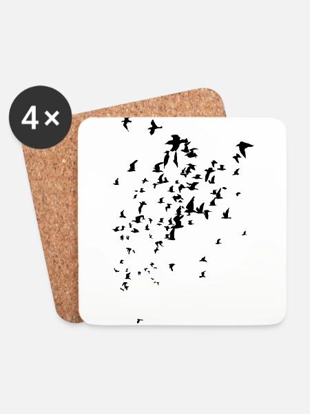 Birds - Coasters (set of 4) - white
