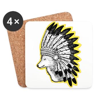 Wolf - Coasters (set of 4) - white - Front