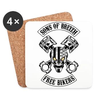 Breizh Skull Bikers - Dessous de verre (lot de 4) - blanc - Devant