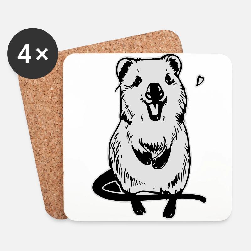 Quokka - süßes Motiv - Untersetzer (4er-Set) - Weiß