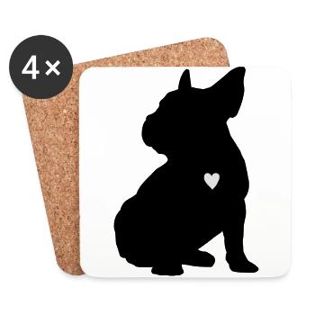 Bully pour mon coeur - Dessous de verre (lot de 4) - blanc - Devant