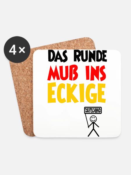 Das Runde muss ins Eckige, Fußball, Deutschland - Untersetzer (4er-Set) - Weiß