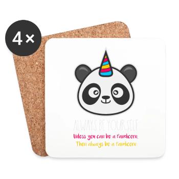 Pandicorn Panda Einhorn Fantasy Trend Geschenk - Untersetzer (4er-Set) - Weiß - Vorne