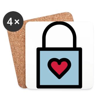 Padlock, love lock - Coasters (set of 4) - white - Front