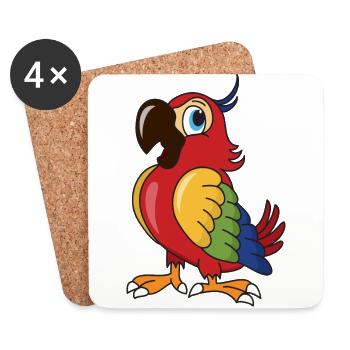 Papagei Vogel Vögel - Untersetzer (4er-Set) - Weiß - Vorne