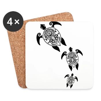 Maori Turtles Group Tattoo Gift Idea - Coasters (set of 4) - white - Front
