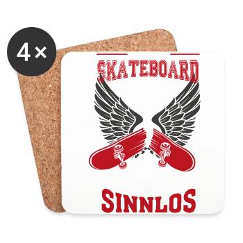 Skateboard broken Leben sinnlos Geschenk - Untersetzer (4er-Set) - Weiß - Vorne