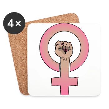 Girl power fist - Dessous de verre (lot de 4) - blanc - Devant