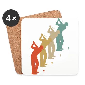 Retro Vintage Style Golf Golfer Golfer - Coasters (set of 4) - white - Front