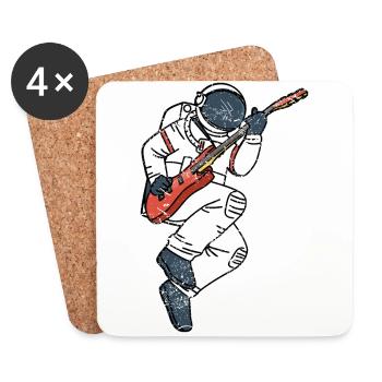 ASTRONAUT E-guitare drôle espace cadeau - Dessous de verre (lot de 4) - blanc - Devant