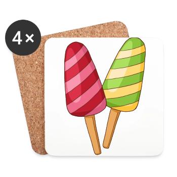 Eis Speiseeis Eiskrem Eiscreme Kugeleis Eisbecher - Untersetzer (4er-Set) - Weiß - Vorne