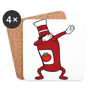 Dabbing Dab Ketchup Bottle - Coasters (set of 4) - white - Front