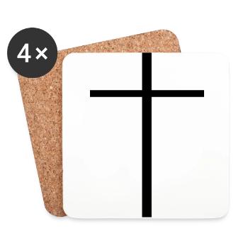 Black cross - Coasters (set of 4) - white - Front