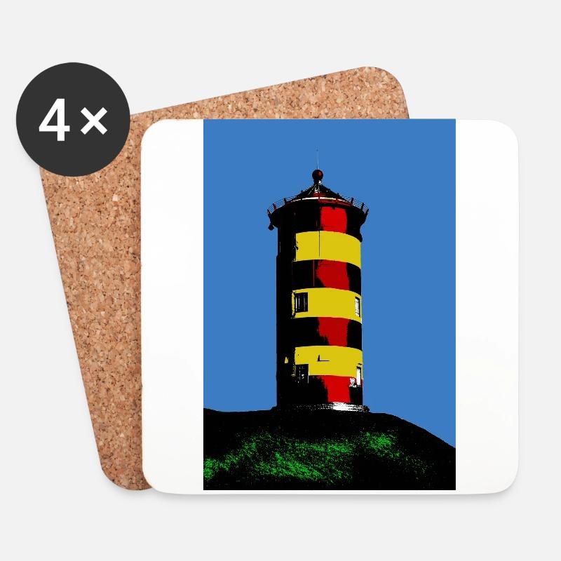 Leuchtturm Pilsum - Untersetzer (4er-Set) - Weiß