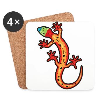 gecko bunt - Untersetzer (4er-Set) - Weiß - Vorne