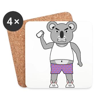Angry Koala - Untersetzer (4er-Set) - Weiß - Vorne