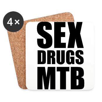 Sex Drugs & MTB - Untersetzer (4er-Set) - Weiß - Vorne