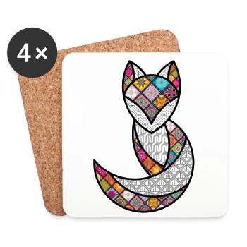 RENARD PSYCHEDELIQUE / the PSYCHEDELIC fox - Dessous de verre (lot de 4) - blanc - Devant