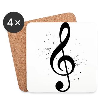 Clef music icon gift - Dessous de verre (lot de 4) - blanc - Devant