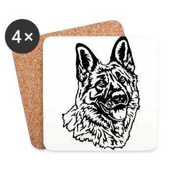 572 Deutscher Schäferhund - Untersetzer (4er-Set) - Weiß - Vorne