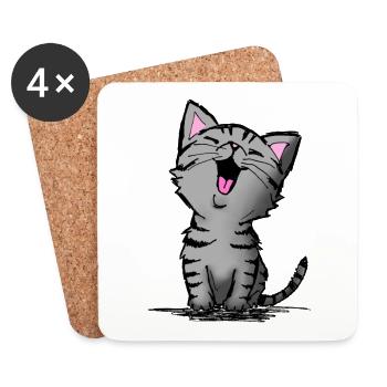 Cute Cat - Coasters (set of 4) - white - Front