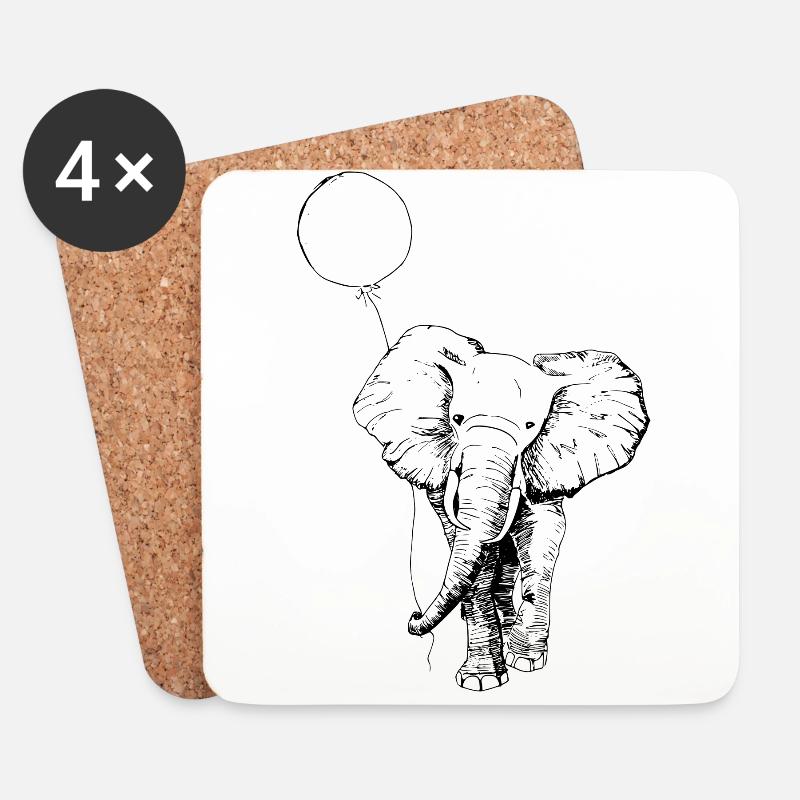 Elefant - Untersetzer (4er-Set) - Weiß