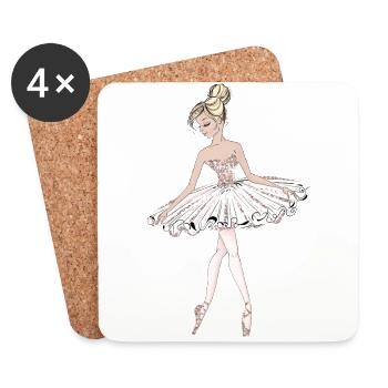 ballerine dorée - Dessous de verre (lot de 4) - blanc - Devant