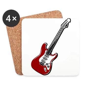 Guitar Rock Icon - Icône de la guitare électrique - Dessous de verre (lot de 4) - blanc - Devant