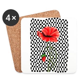 Rote Mohnblume - Untersetzer (4er-Set) - Weiß - Vorne