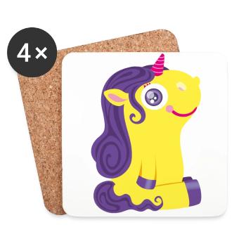 Kleines Einhorn - Untersetzer (4er-Set) - Weiß - Vorne