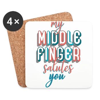 Mein Mittelfinger begrüßt dich - Untersetzer (4er-Set) - Weiß - Vorne