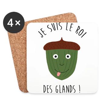 Gland - Paresse - Fainéant - Humour - Drôle [MG] - Dessous de verre (lot de 4) - blanc - Devant