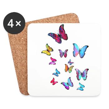 Falter, bunter Schmetterling, butterfly, schwarm - Untersetzer (4er-Set) - Weiß - Vorne