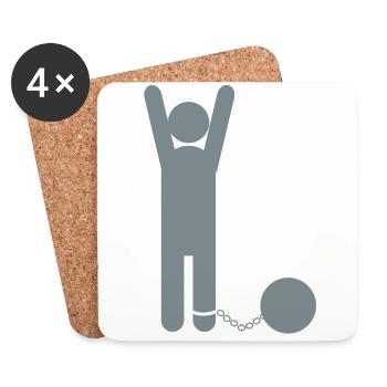 Mann in Ball und Kette - Untersetzer (4er-Set) - Weiß - Vorne