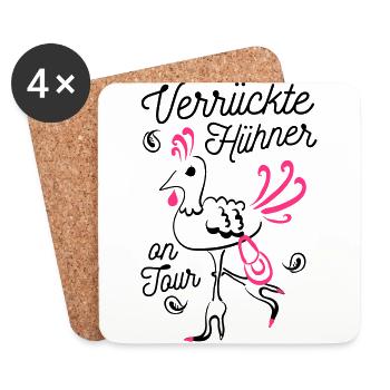Team Braut verrückte Hühner on Tour - Untersetzer (4er-Set) - Weiß - Vorne