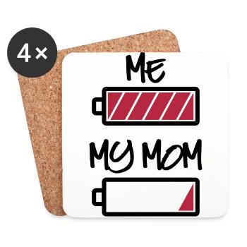 moi ma batterie de maman - ma mère et j’ai pile - Dessous de verre (lot de 4) - blanc - Devant