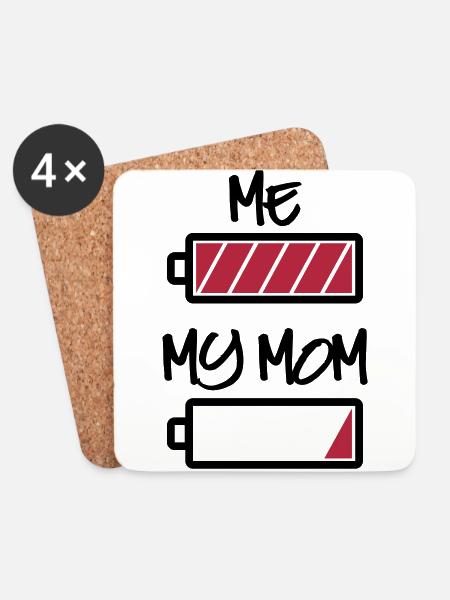 me my mom batterie - Meine Mama und ich Batterie - Untersetzer (4er-Set) - Weiß