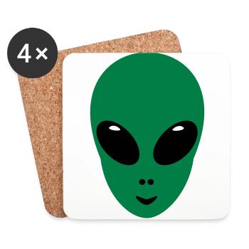 Alien tête face vert cadeau marsmännchen space - Dessous de verre (lot de 4) - blanc - Devant