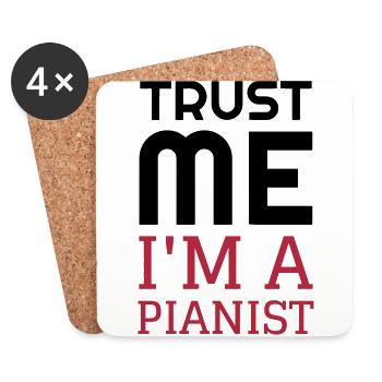 Pianiste Piano Musique Musicien Concert - Dessous de verre (lot de 4) - blanc - Devant