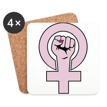Feminist - Feministin - Untersetzer (4er-Set) - Weiß - Vorne