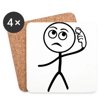 Stupid People, stickman - Coasters (set of 4) - white - Front