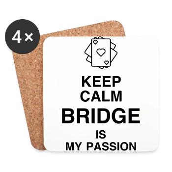 bridge / bridgeur / bridgeuse / cartes - Dessous de verre (lot de 4) - blanc - Devant