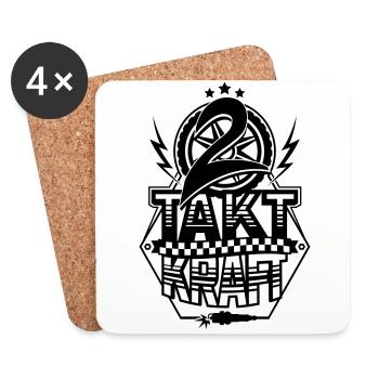 2-Takt-Kraft / Zweitaktkraft - Untersetzer (4er-Set) - Weiß - Vorne