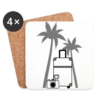 Kamera Koffer Palme - Untersetzer (4er-Set) - Weiß - Vorne