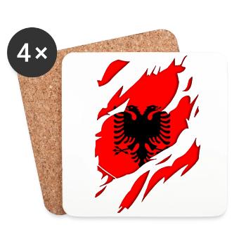 Albanien Flagge zerrissenes Motiv - Untersetzer (4er-Set) - Weiß - Vorne