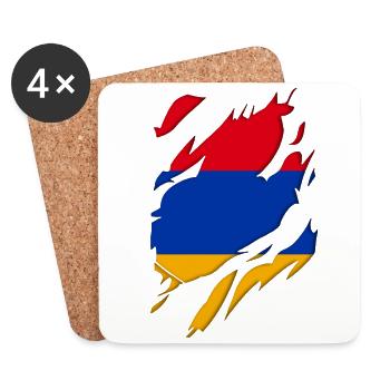 Armenien Flagge zerrissenes Motiv - Untersetzer (4er-Set) - Weiß - Vorne