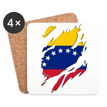 Venezuela flag torn motif - Coasters (set of 4) - white - Front