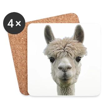 Alpaca llama camel Peru Andes South America wool - Coasters (set of 4) - white - Front