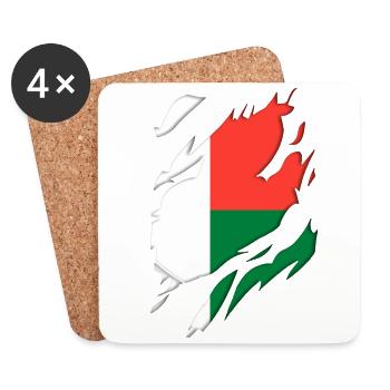 Madagaskar Flagge zerrissenes Motiv - Untersetzer (4er-Set) - Weiß - Vorne