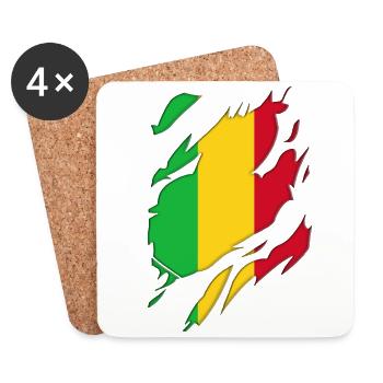 Motif déchiré du drapeau du Mali - Dessous de verre (lot de 4) - blanc - Devant